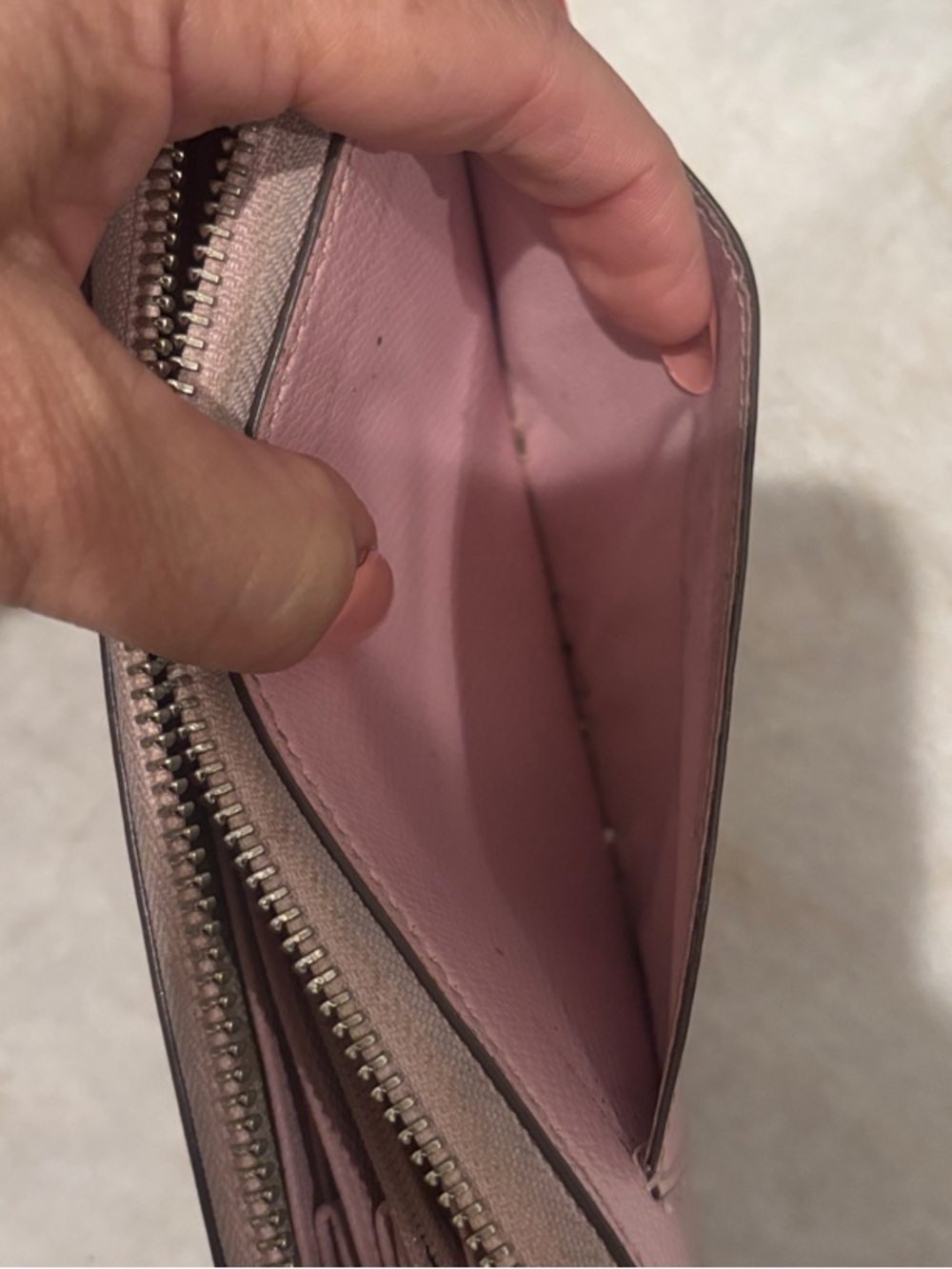 Coach Light Pink Zip-Around Leather Wallet with Silver Tone Hardware - Picture 3 of 8